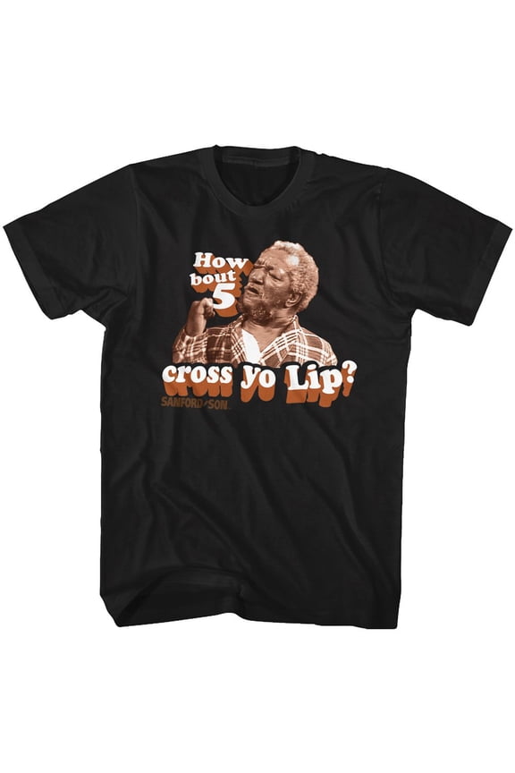 Redd Foxx 5 Cross Yo Lips Black Adult T-Shirt