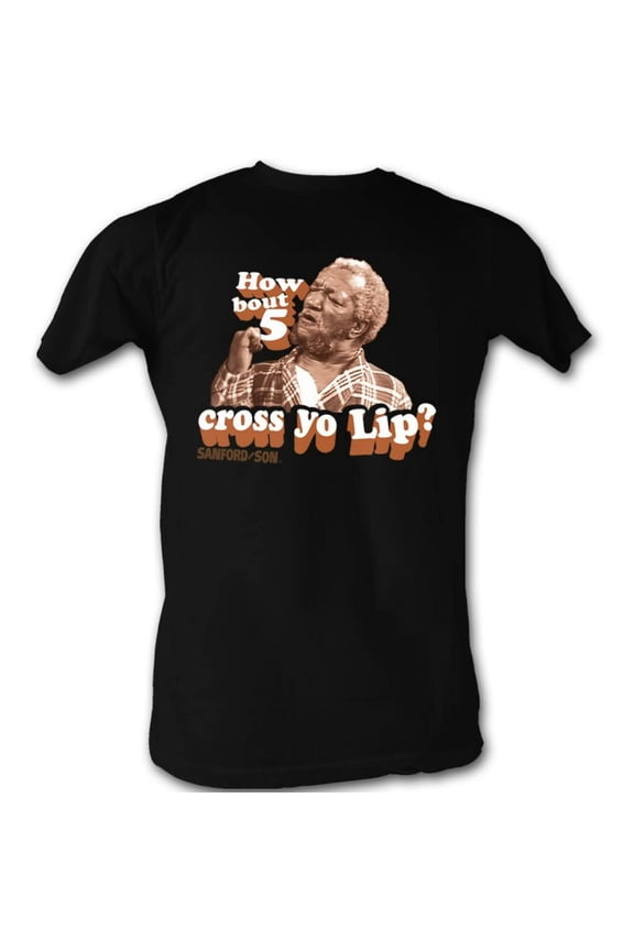 Redd Foxx Sanford and Son 5 Cross Yo Lips Black T-Shirt