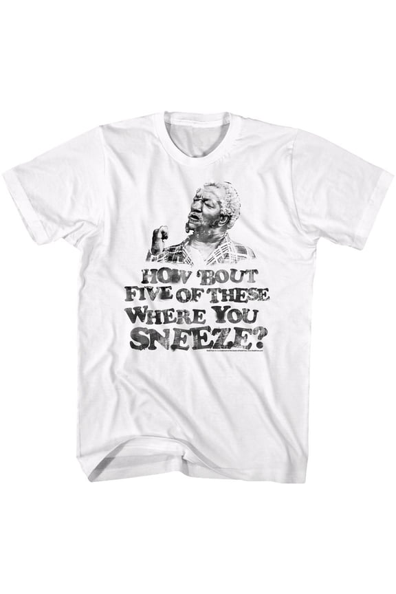 Redd Foxx Sneeze White Adult T-Shirt 4Xl