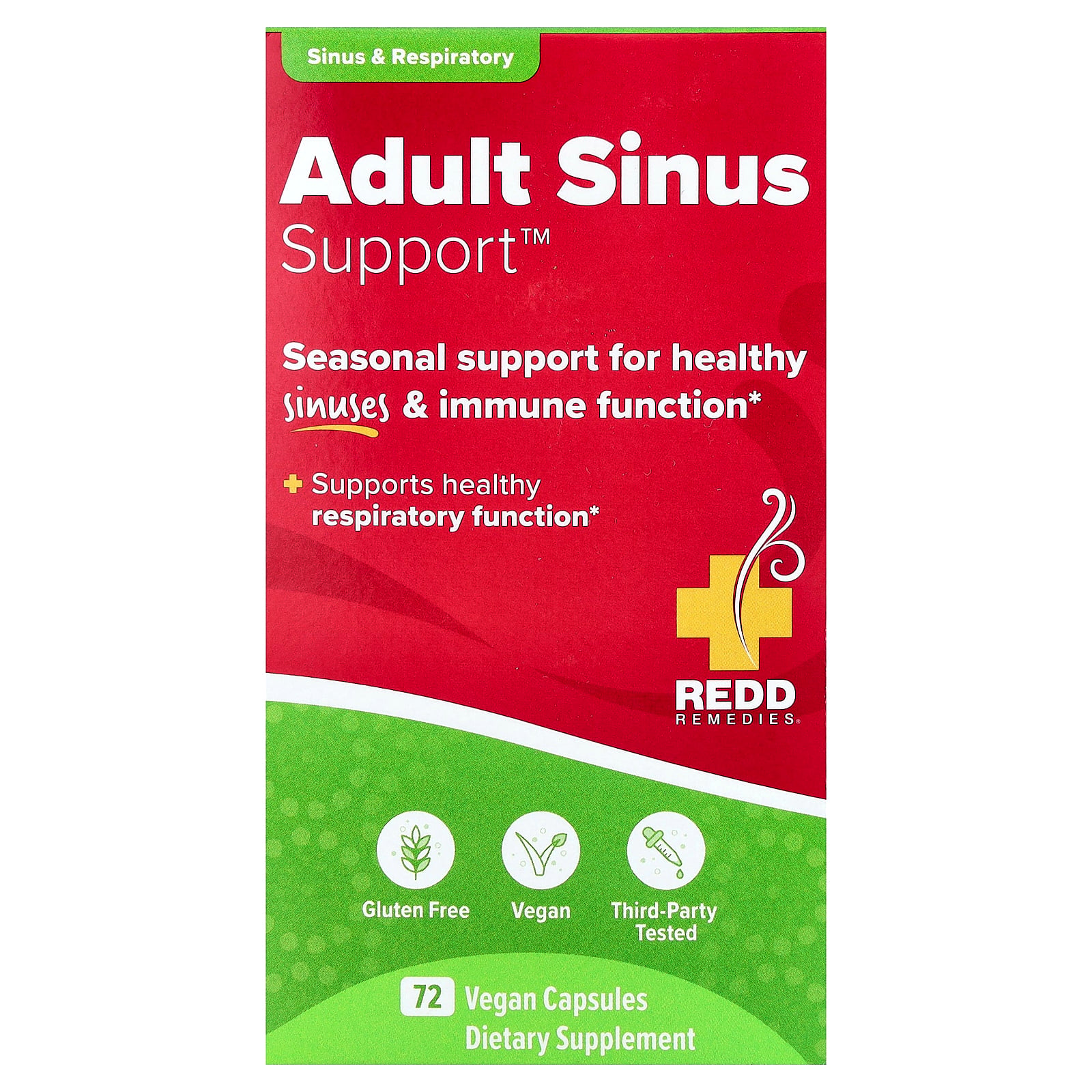 Redd Remedies, Adult Sinus Support, Respiratory and Immune Health Formula, 72 Vegan Capsules
