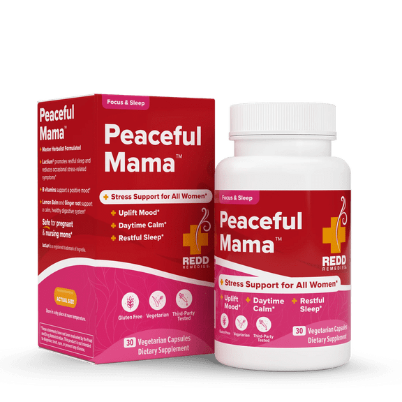 Redd Remedies, Peaceful Mama, Support a Calm and Healthy Digestive System, Lemon Balm and Ginger Root, 30 Vegetarian Capsules