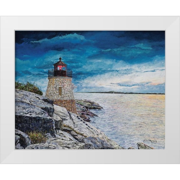 Redding, James 14x12 White Modern Wood Framed Museum Art Print Titled - Castle Bay Light