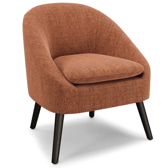Redding 27 inch Wide Mid Century Modern Accent Chair in Rust Polyester Fabric