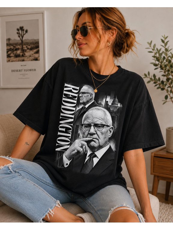 Reddington Portrait Graphic Tee Reddington Fan Shirt Black Television Show Apparel Crime Drama T-shirt