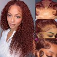 Reddish Brown Lace Front Wigs Human Hair 13x4 Reddish Brown Curly Lace