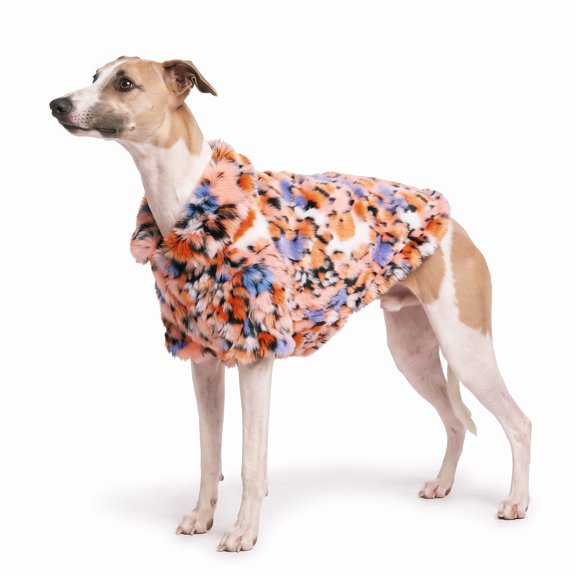 Reddy Floral Textured Faux Fur Pet Jacket, Medium