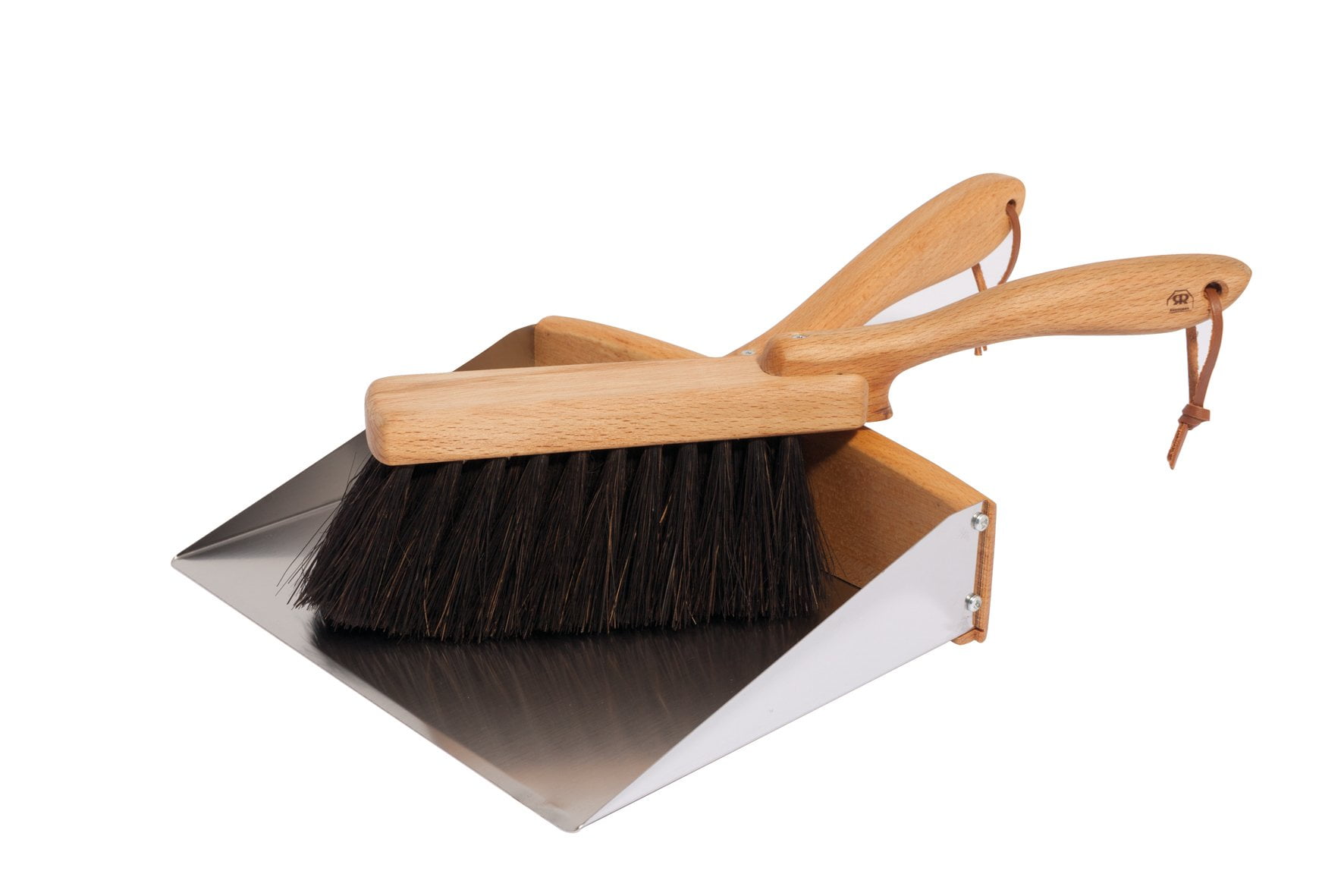 Redecker Arenga Fiber Hand Brush And Dust Pan Set With Oiled Beechwood