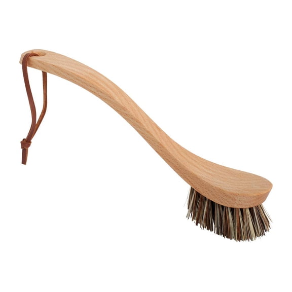 Redecker Curved Dish Brush, Natural Union Plant Fiber Bristles, Ergonomic Design with Oiled Beechwood Handle, 9-1/4 Inches, Single Unit, Made in Germany
