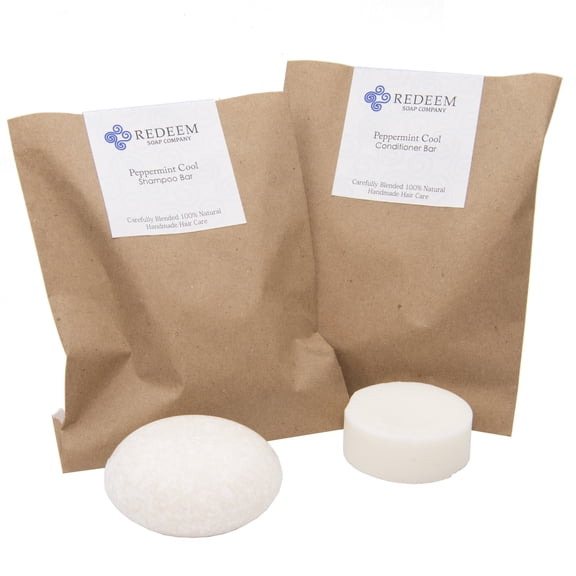 Redeem Soap Company Peppermint Cool Shampoo Bar and Conditioner Bar Set