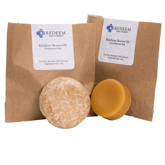 Redeem Soap Company  Rainforest Roucou Shampoo Bar and Conditioner Bar  Made in USA Natural Hair Care