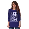 thumbnail image 1 of Redeemed Cross Christian Faith Long Sleeve TShirt Men Women Brisco Brands S, 1 of 6
