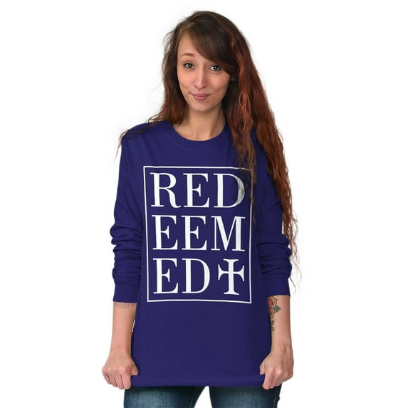 Redeemed Cross Christian Faith Long Sleeve TShirt Men Women Brisco Brands S