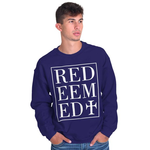 Redeemed Cross Christian Faith Unisex Plus Fleece Graphic Sweatshirt Brisco Brands 3X