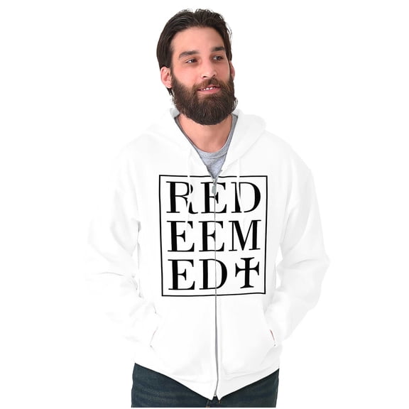 Redeemed Cross Christian Faith Unisex Fleece Graphic Zip Up Hoodie Brisco Brands 5X
