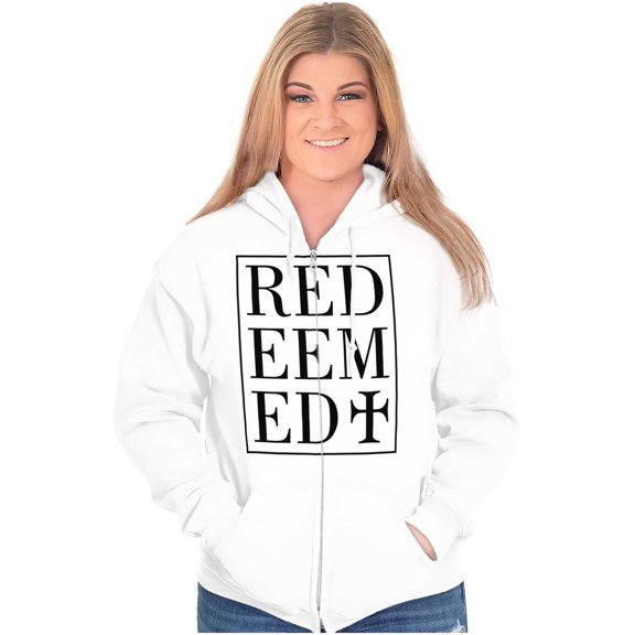 Redeemed Cross Christian Faith Zip Up Hoodie Men's Women's Brisco Brands S