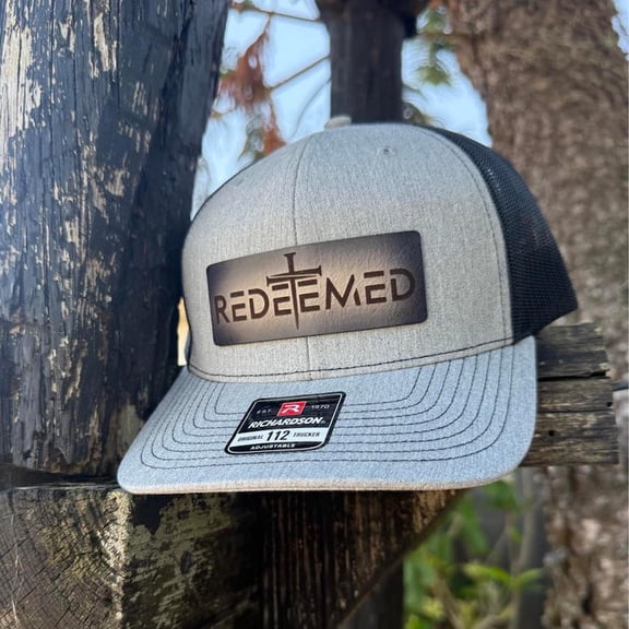 Redeemed Cross Hat – Richardson 112 Trucker Cap – Leather Patch Christian Hat