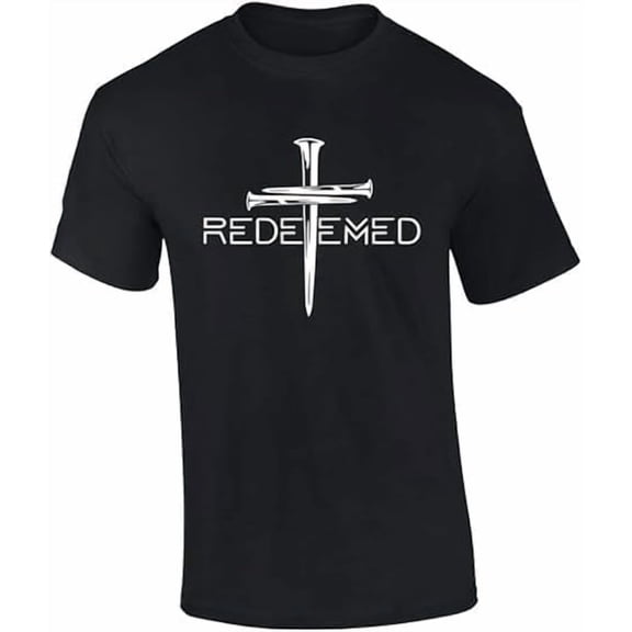 Redeemed Cross Nails Mens Christian American Flag Short Sleeve T-Shirt Religious Graphic Tee Tops for Women Men
