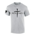 thumbnail image 1 of Redeemed Cross Nails Mens Christian American Flag Sleeve T-shirt Graphic Tee Graphic Tee-Sports Grey-xl, 1 of 4