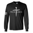 thumbnail image 1 of Redeemed Cross Nails Mens Christian American Flag Sleeve T-shirt Long Sleeve Graphic Tee-Black-medium, 1 of 4