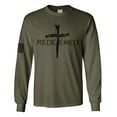 thumbnail image 1 of Redeemed Cross Nails Mens Christian American Flag Sleeve T-shirt Long Sleeve Graphic Tee-Military-4xl, 1 of 4