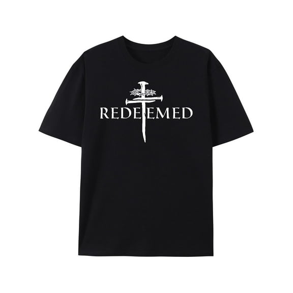 Redeemed Cross Nails Mens Christian Jesus Shirt Short Sleeve T-Shirt Religious Graphic Tee Tops for Women Men