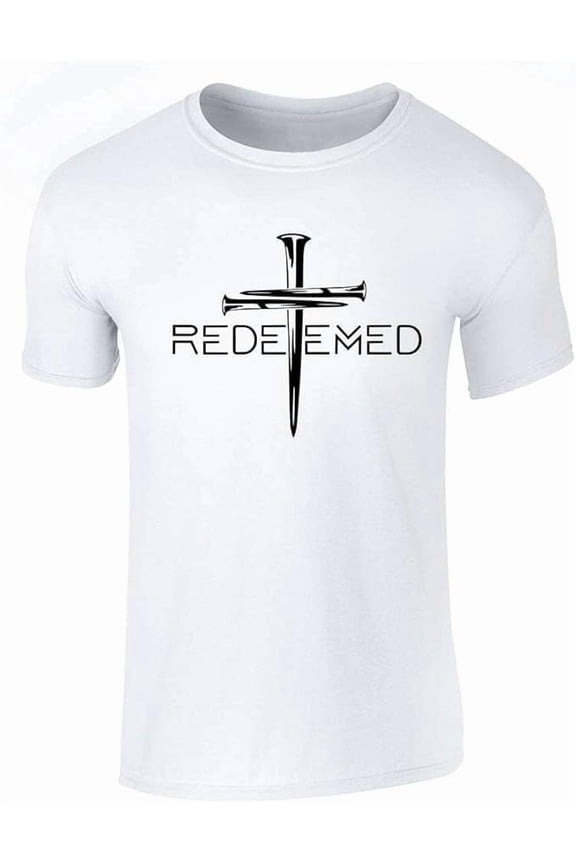 Redeemed Cross Nails Mens Christian Jesus Shirt Short Sleeve T-Shirt Religious Graphic Tee Tops for Women Men