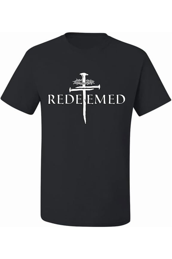 Redeemed Cross Nails Mens Christian Jesus Shirt Short Sleeve T-Shirt Religious Graphic Tee Tops for Women Men