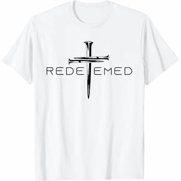 Redeemed Cross Nails Mens Christian Jesus Shirt Short Sleeve T-Shirt Religious Graphic Tee Tops for Women Men