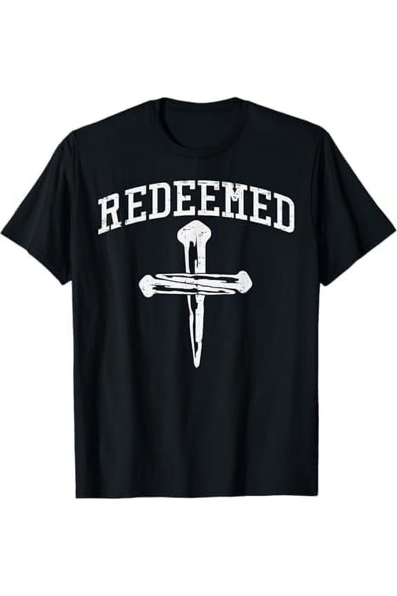 Redeemed Cross Nails Mens Christian Jesus Shirt Short Sleeve T-Shirt Religious Graphic Tee Tops for Women Men