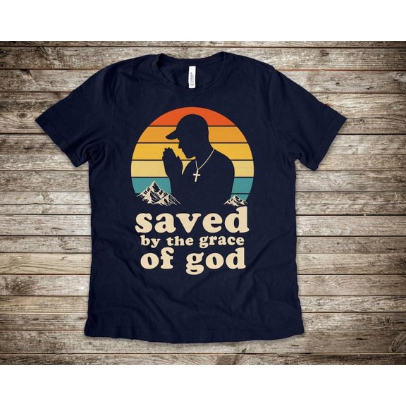 Redeemed & Rising Tee – Retro Script Graphic Shirt