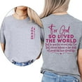 thumbnail image 1 of Redemptive For God So Loved the World John 3:16 Print Tshirts Bible Verse Graphic Tees Faith Based Casual Short Sleeve Tops for Daily Outfits Gray,S, 1 of 8