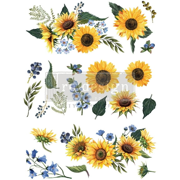 Redesign Decor Transfers Sunflower Fields 3 Sheets, Design Size 22"x30"