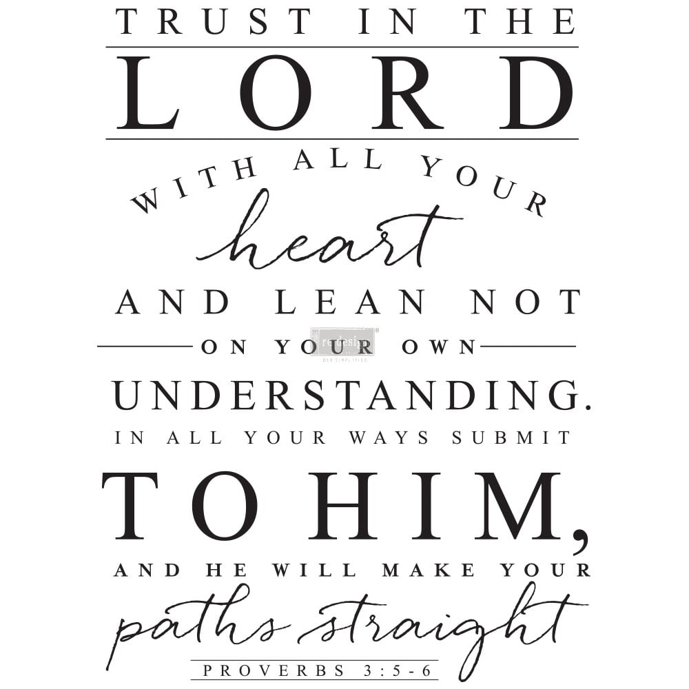 Redesign Decor Transfers Trust In The Lord 3 Sheets, Design Size 22"x30"