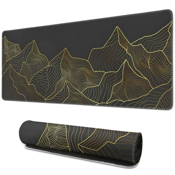 "Redesign Your Desk Space: XL Black Mousepad, Non-Slip Rubber Base, Waterproof Desk Mat. Large, Seamed Edges for Durability. Ideal Keyboard and Computer Mat - 31.5x11.8 inch."