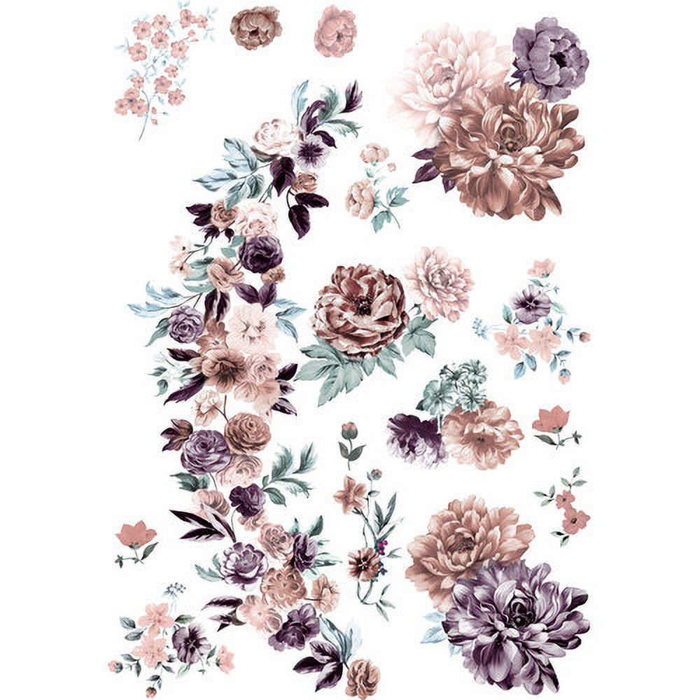 Redesign with Prima Redesign Decor Transfers Burgundy Rose Garden Rub on Transfers for Furniture Vintage Rub on Transfers Stickers for Crafts Classic Spring Summer Flowers Decoration Transfers