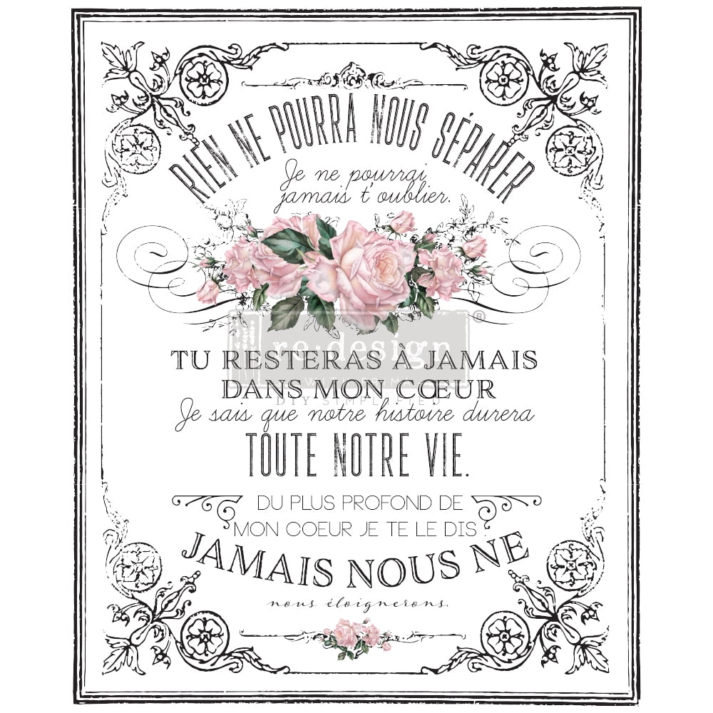 Redesign With Prima Redesign Decor Transfers - My Heart - Total Sheet Size 24"x35", Cut Into 3 Sheets Upc 655350647650
