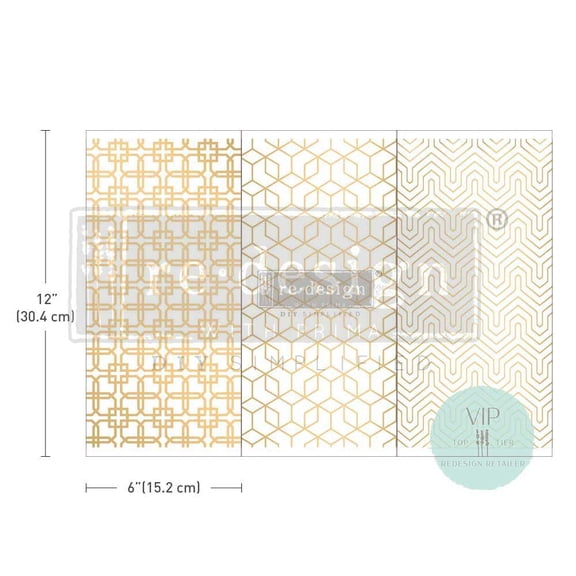 Redesign with Prima Decor Transfers  VIP Exclusive* Decor Transfers-Motif Gomtrique  6 Sheets, 6X12 655350656799