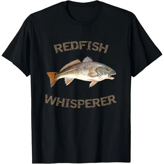 Redfish Whisperer Red Drum Fishing Graphic Unisex Gift for Fisherman Short Sleeve Casual T-Shirt