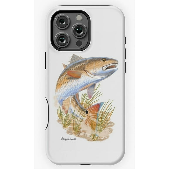 Redfish in Grass Ocean Fishing Art Phone Case for iPhone 16 15 14 13 12 11 Pro Max