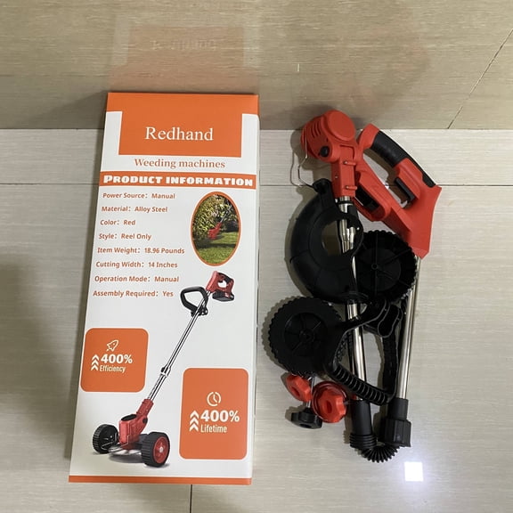 Redhand Weeding machines,14-Inch Cordless String Trimmer & Edger, (2 x 21V 4.0Ah Electric Brush Cutter Battery Powered), with Auxiliary Bracket, Side Ball, 90 Rotary Head, Telescopic Handle