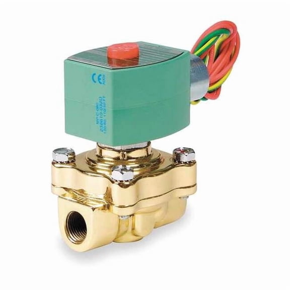 Solenoid Valve, 2-Way, 2-Position, Normally Closed, 1/2 in Pipe Size, 120V AC, Diaphragm, Brass