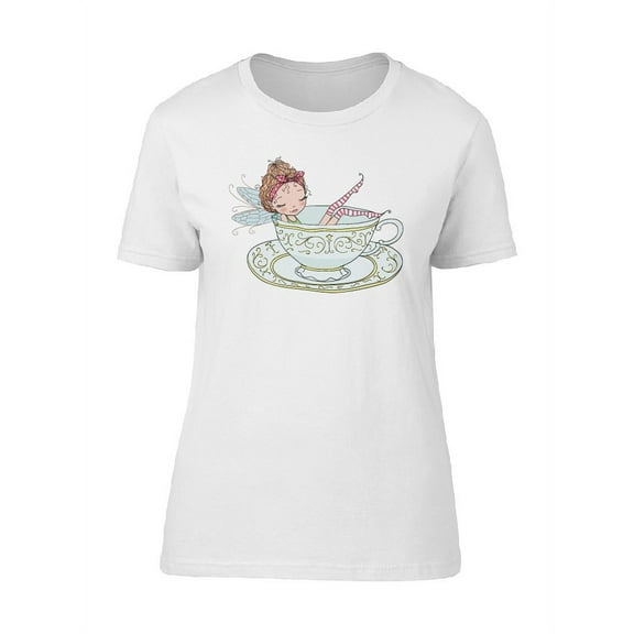 Redhead Fairy On Tea Cup T-Shirt Women -Image by Shutterstock, Female Large