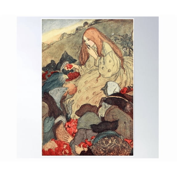 Redhead In The Garden With Animals Vintage Artwork Illustration Hilda Hechle Poster Wall Art Modern Wall Decor