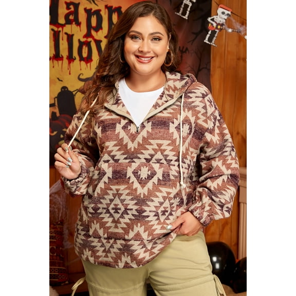 Redhotype Bold Aztec Hoodie - Plus Size Fashion Statement!