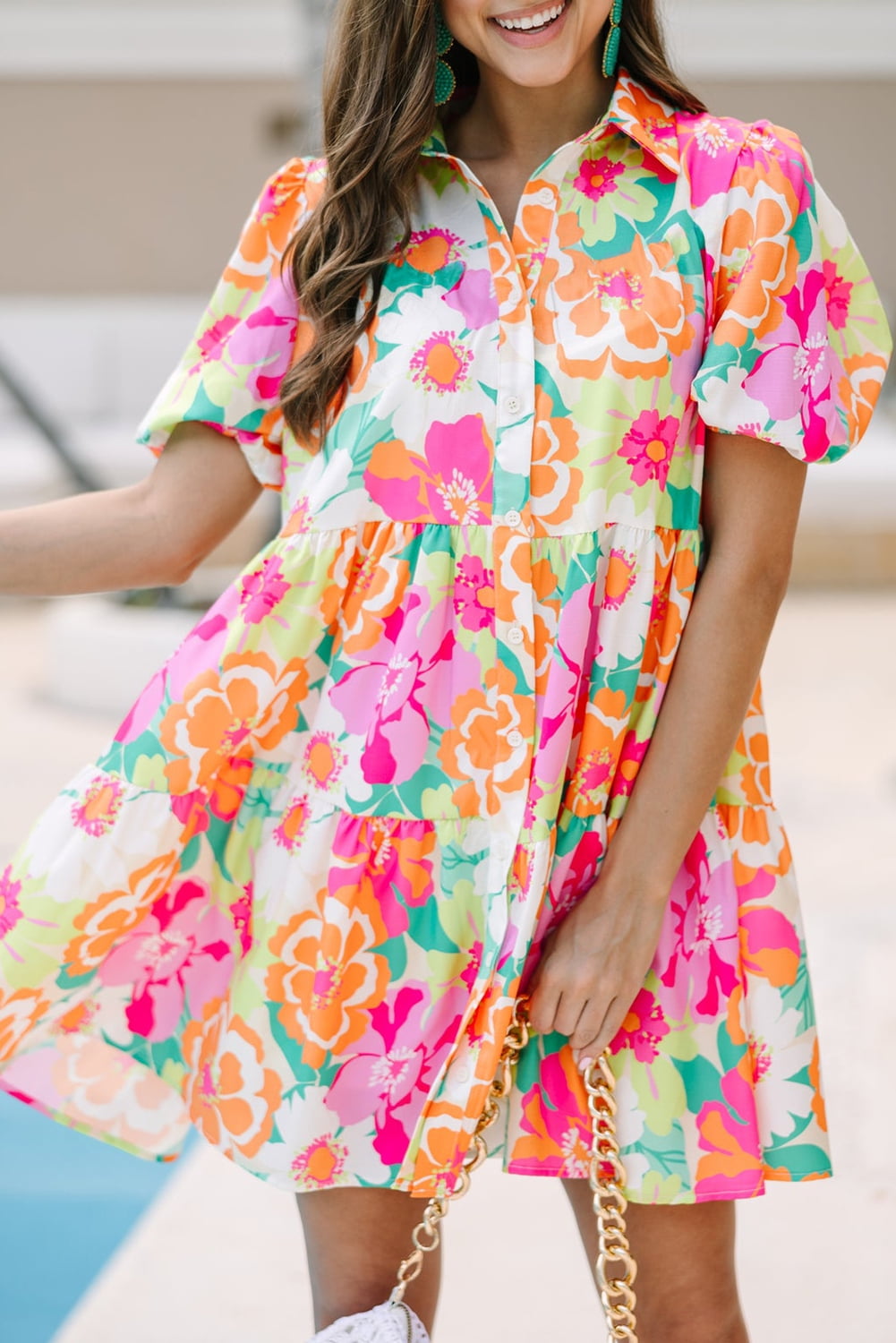 Babyhug Woven Cap Sleeves Mesh Party Dress With Floral Corsage - Pink & Blue