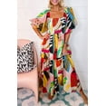thumbnail image 1 of Redhotype Chic Abstract Maxi Dress | Smocked Bust, Square Neck, Puff Sleeves, 1 of 8