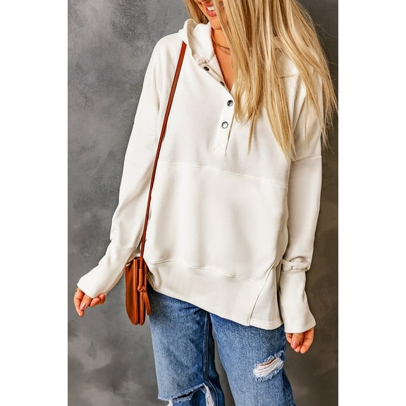 Redhotype Chic Batwing Hoodie Henley – Versatile Fashion Essential!