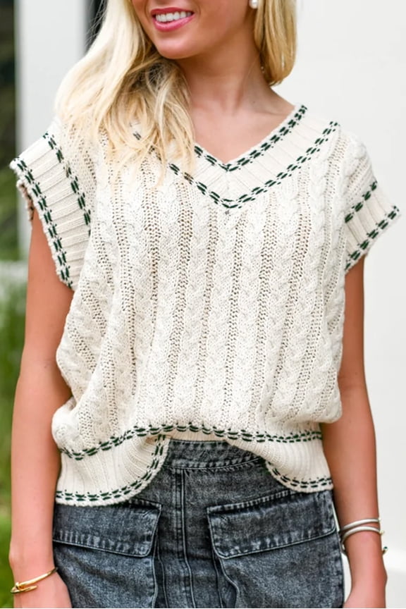 Chic Cable Knit Vest - Warm, Stylish Layering for Women