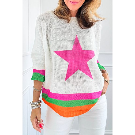 Redhotype Chic Colorblock Sweater - Drop Shoulder, Soft, Trendy for Women!