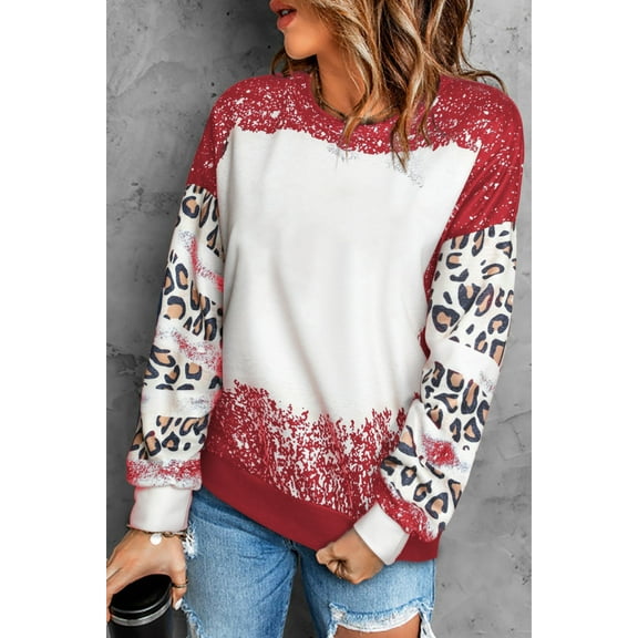 Redhotype Chic Leopard Print Drop Shoulder Sweatshirt - Stylish, Trendy Fit!
